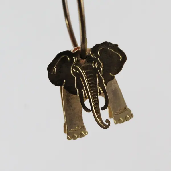 Nordstrom Pair Vintage-Style Articulated Elephant Hoop Earrings Gold-Tone w/Box