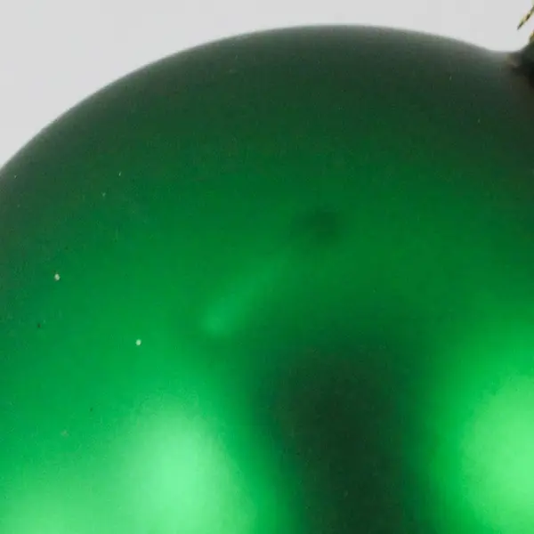 Lot of 5 Matte Green Glass Christmas Ball Ornaments 3in Gold-Tone Caps