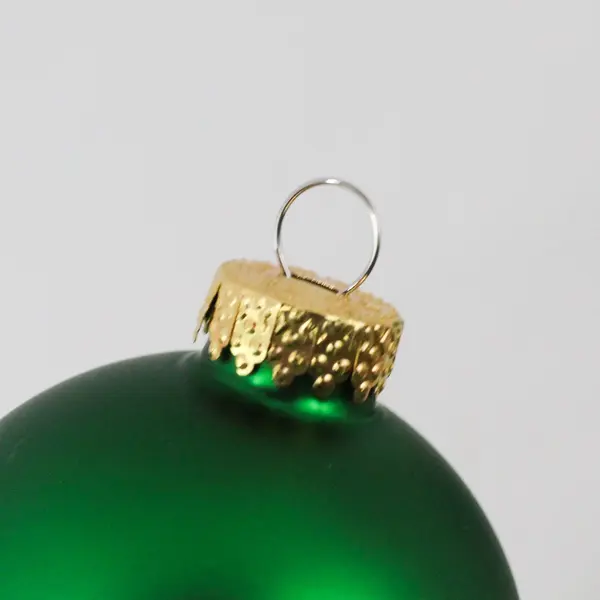 Lot of 5 Matte Green Glass Christmas Ball Ornaments 3in Gold-Tone Caps