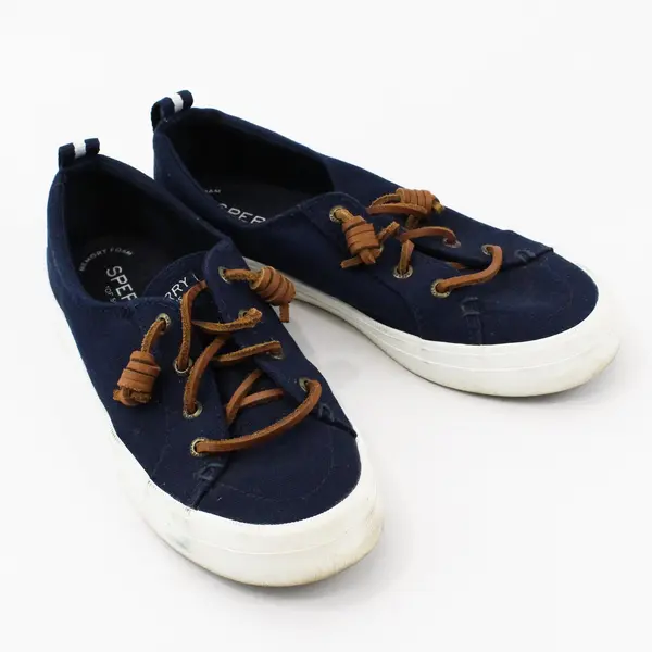 Sperry Crest Vibe STS98642 Women's Navy Linen Sneakers Size 6
