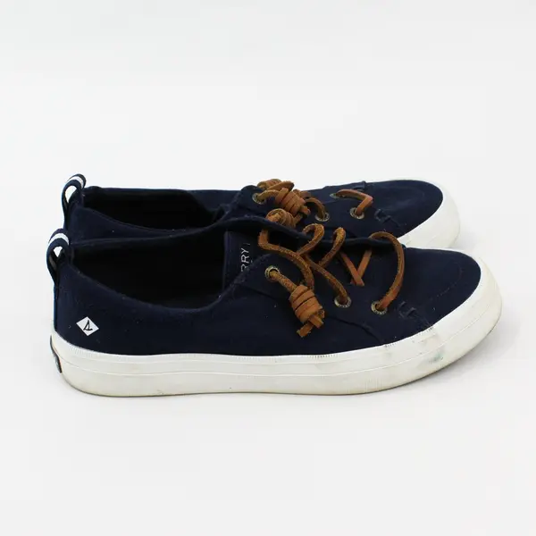 Sperry Crest Vibe STS98642 Women's Navy Linen Sneakers Size 6
