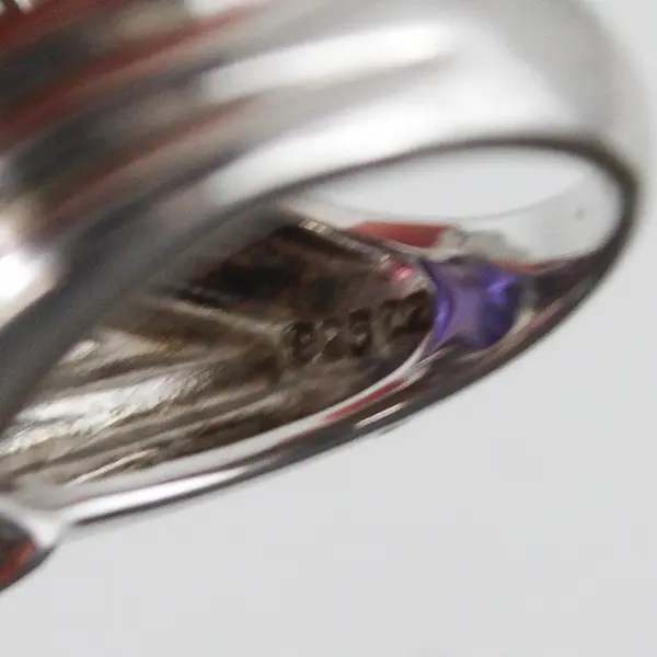 Size 5 Lab-Created Amethyst Tanzanite Topaz Sterling Silver Cocktail Ring