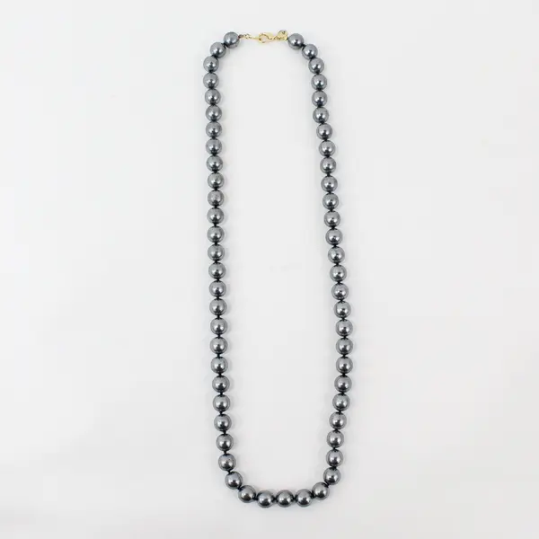 Lot of 2 Vintage Joan Rivers Steel Grey Pearlized Bead Necklaces 1990s