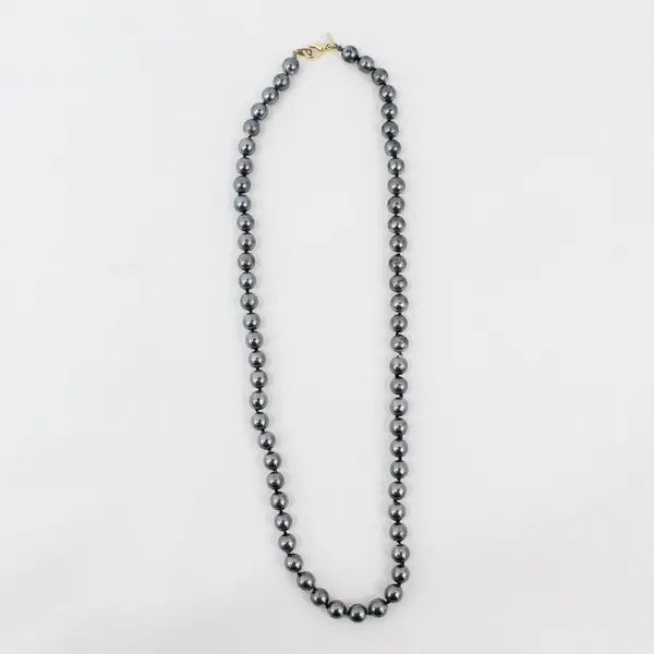 Lot of 2 Vintage Joan Rivers Steel Grey Pearlized Bead Necklaces 1990s