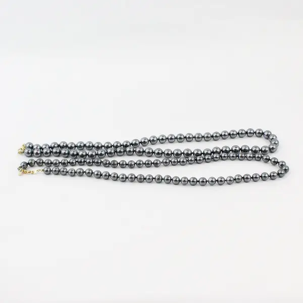 Lot of 2 Vintage Joan Rivers Steel Grey Pearlized Bead Necklaces 1990s