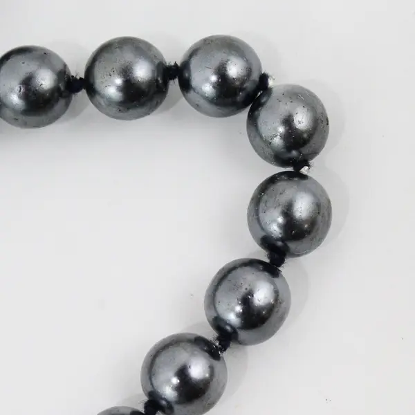 Lot of 2 Vintage Joan Rivers Steel Grey Pearlized Bead Necklaces 1990s