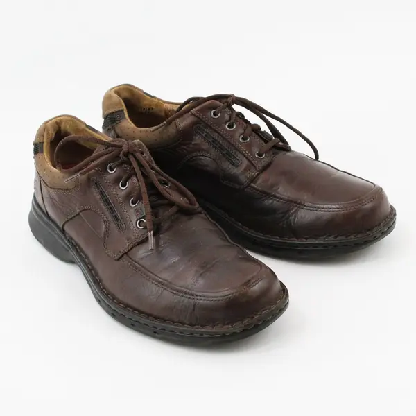 Clarks Un.Bend Unstructured Brown Leather Lace-Up Oxfords Men's 10.5