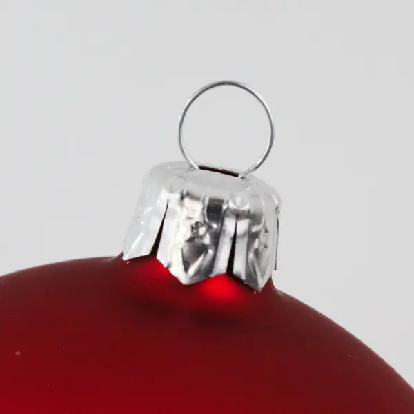 Matte Red 3.5" Glass Ornament White Glitter Nordic Snowflake & Sweater Design VG