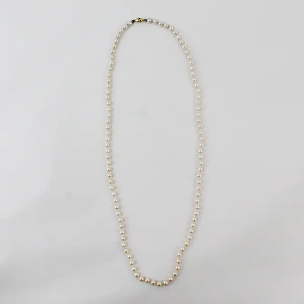 Vintage Monet Cream Faux Pearl Necklace Fish-Hook Style Clasp 14"