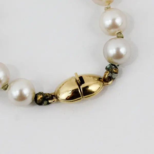 Vintage Monet Cream Faux Pearl Necklace Fish-Hook Style Clasp 14"