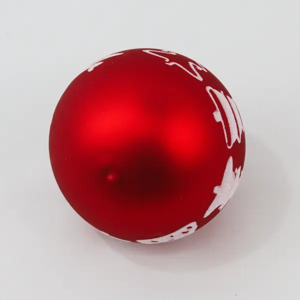 Vitbis Matte Red Blown Glass Ornament 3.25" White Glitter Christmas Tree Design