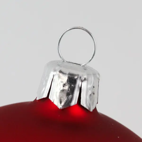 Vitbis Matte Red Blown Glass Ornament 3.25" White Glitter Christmas Tree Design