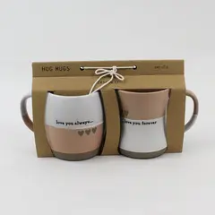 Demdaco Set of 2 Ceramic Hug Mugs, Love Theme, new in packaging 
