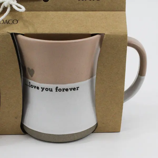Demdaco Set of 2 Ceramic Hug Mugs, Love Theme, new in packaging 