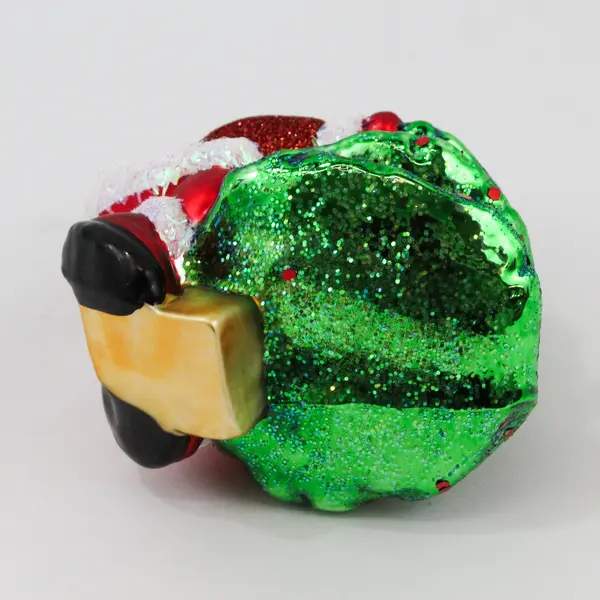 StarGlass Blown Glass Santa Ornament Hugging Decorated Christmas Tree 4.5" Good