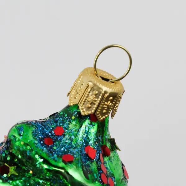 StarGlass Blown Glass Santa Ornament Hugging Decorated Christmas Tree 4.5" Good