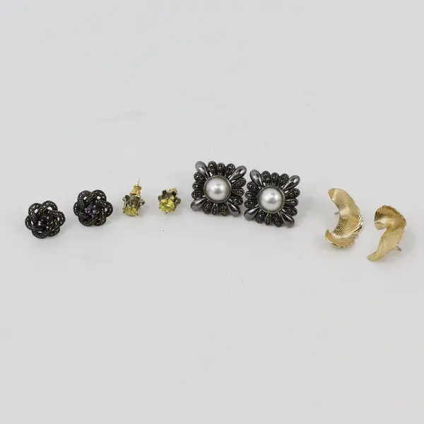 Lot of 4 Pairs Vintage Avon Pierced Stud Earrings, 1 Pair Marked Sterling Silver