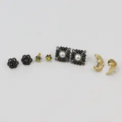 Lot of 4 Pairs Vintage Avon Pierced Stud Earrings, 1 Pair Marked Sterling Silver