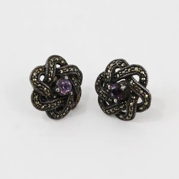 Lot of 4 Pairs Vintage Avon Pierced Stud Earrings, 1 Pair Marked Sterling Silver