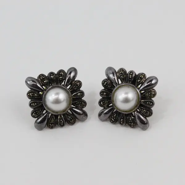 Lot of 4 Pairs Vintage Avon Pierced Stud Earrings, 1 Pair Marked Sterling Silver