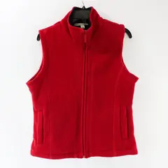 Carolyn Taylor Fleece Vest Womens Small Red Full Zip Pockets Mock Neck