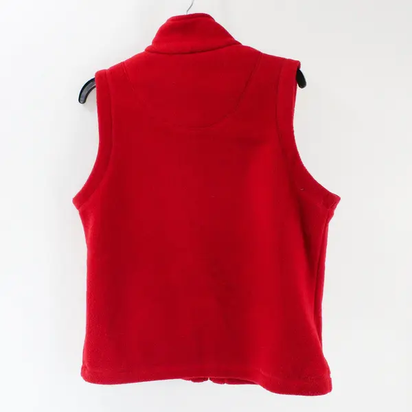 Carolyn Taylor Fleece Vest Womens Small Red Full Zip Pockets Mock Neck