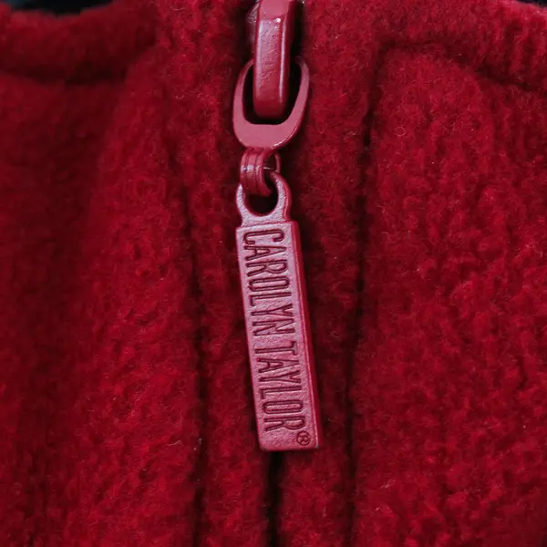 Carolyn Taylor Fleece Vest Womens Small Red Full Zip Pockets Mock Neck