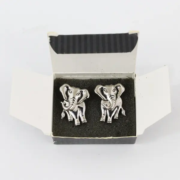 Avon Vintage 1990s Silver-Tone Articulated Elephant Pierced Earrings