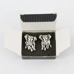 Avon Vintage 1990s Silver-Tone Articulated Elephant Pierced Earrings