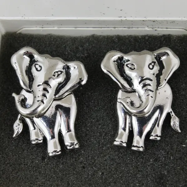 Avon Vintage 1990s Silver-Tone Articulated Elephant Pierced Earrings