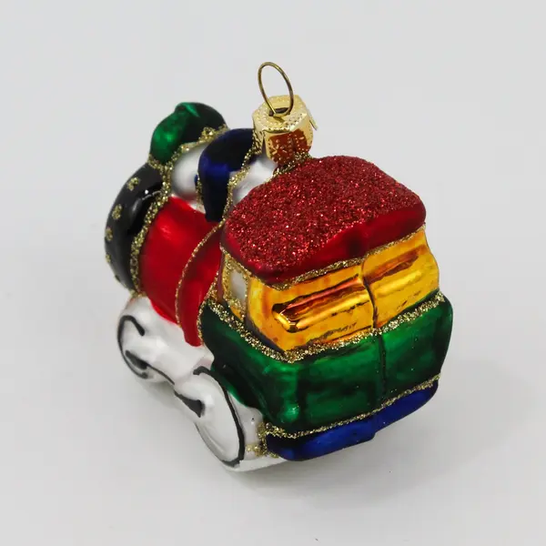 Impuls Vintage Blown Glass Christmas Train Locomotive Ornament 2.25" Glitter
