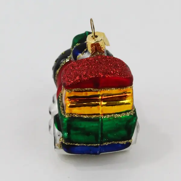 Impuls Vintage Blown Glass Christmas Train Locomotive Ornament 2.25" Glitter