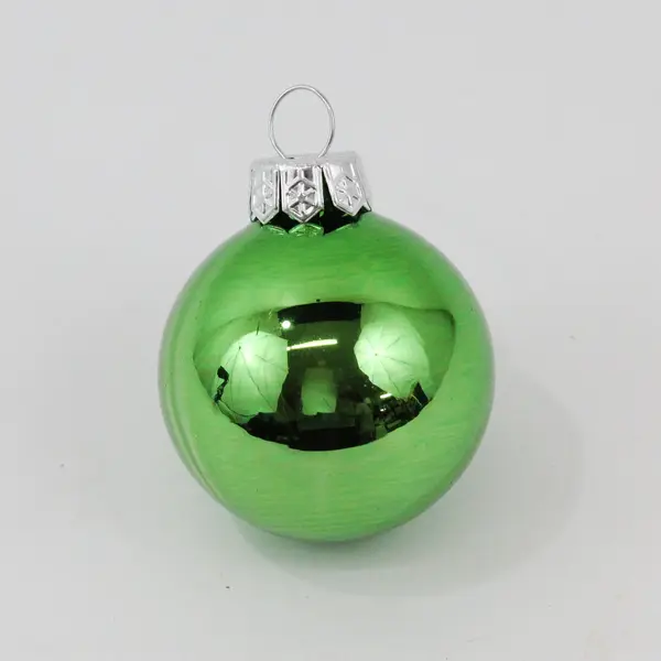 Vintage Green Shiny Glass Ball Christmas Ornament 2 in Used