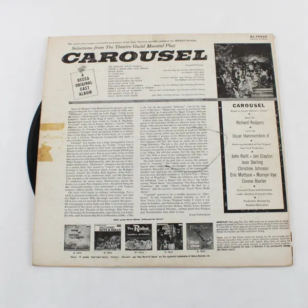 Carousel Original Cast Album LP Decca DL 79020 1959 Stereo Vinyl Record