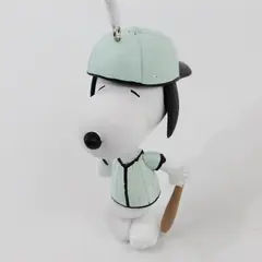 Hallmark Peanuts Snoopy Baseball Player With Bat 3.25" Green Jersey & Cap Good