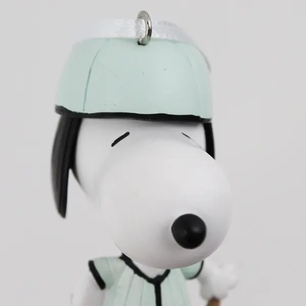 Hallmark Peanuts Snoopy Baseball Player With Bat 3.25" Green Jersey & Cap Good