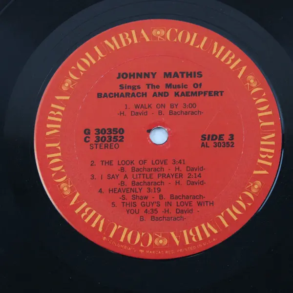 Johnny Mathis LP The Music of Bacharach & Kaempfert