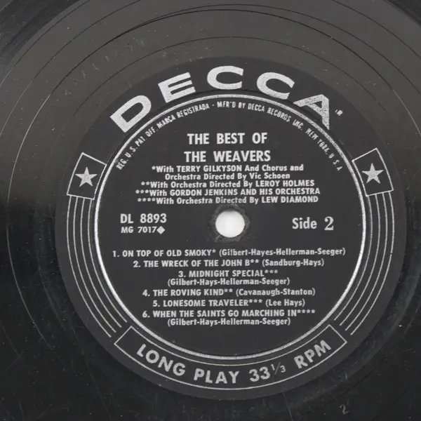 The Weavers The Best Of Vinyl LP Decca DL 8893 Folk