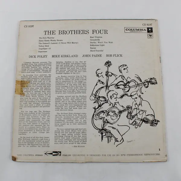 The Brothers Four Song Book LP Columbia CL 1697 Record CS 8197 Jacket