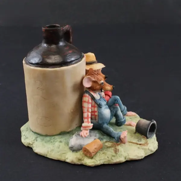 1989 Schmid R.F.D. America Lowell Davis Mouse With Keg Figurine 3"