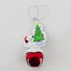VTG UFS Peanuts Christmas Red Bell Ornament With Resin Snoopy & Tree On Top 4"