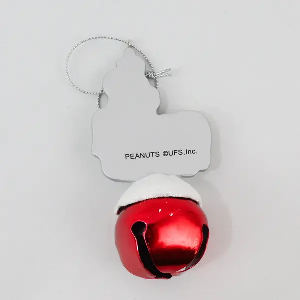 VTG UFS Peanuts Christmas Red Bell Ornament With Resin Snoopy & Tree On Top 4"