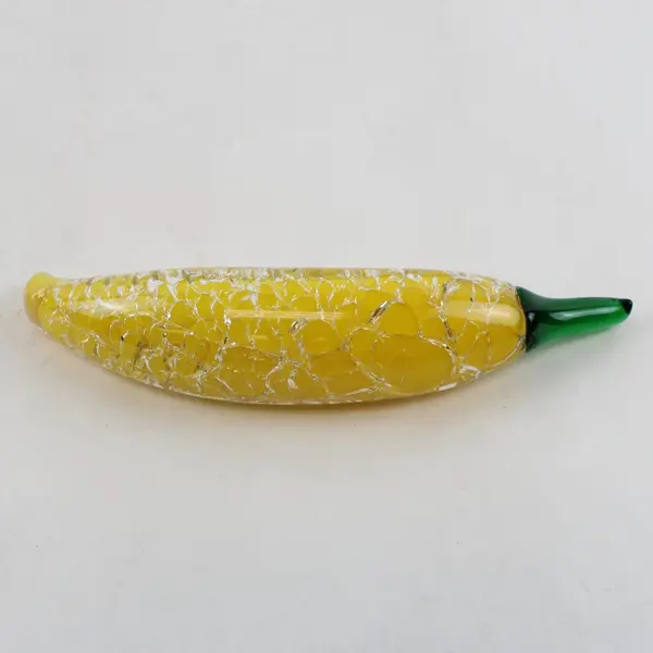Global Village Yellow Chili Pepper Art Glass Paperweight Decorative