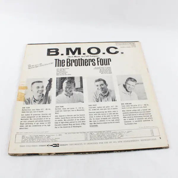 The Brothers Four BMOC 1961 LP Columbia CS 8378 Vinyl Record