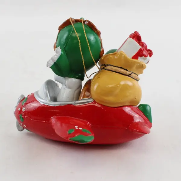 UFS Peanuts Flying Ace Snoopy Christmas Ornament Decorated Plane Resin 3.75in