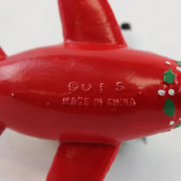 UFS Peanuts Flying Ace Snoopy Christmas Ornament Decorated Plane Resin 3.75in