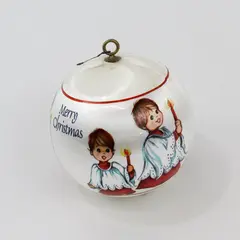 Ina Creations Rossi Vintage White Silk Wrapped Ball Christmas Ornament