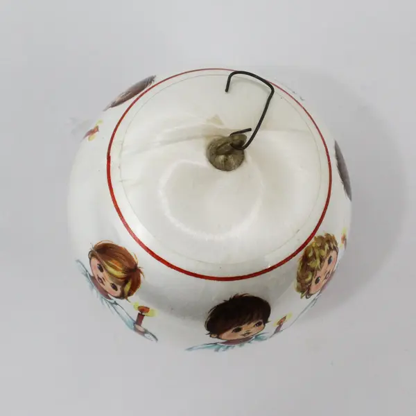 Ina Creations Rossi Vintage White Silk Wrapped Ball Christmas Ornament