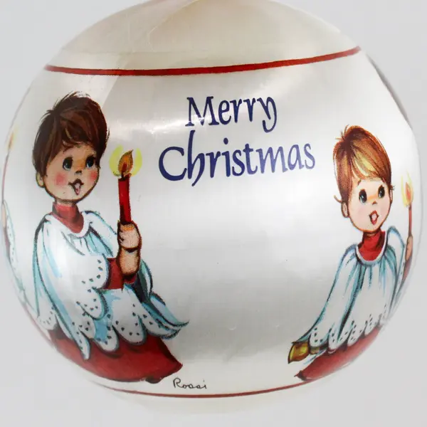 Ina Creations Rossi Vintage White Silk Wrapped Ball Christmas Ornament