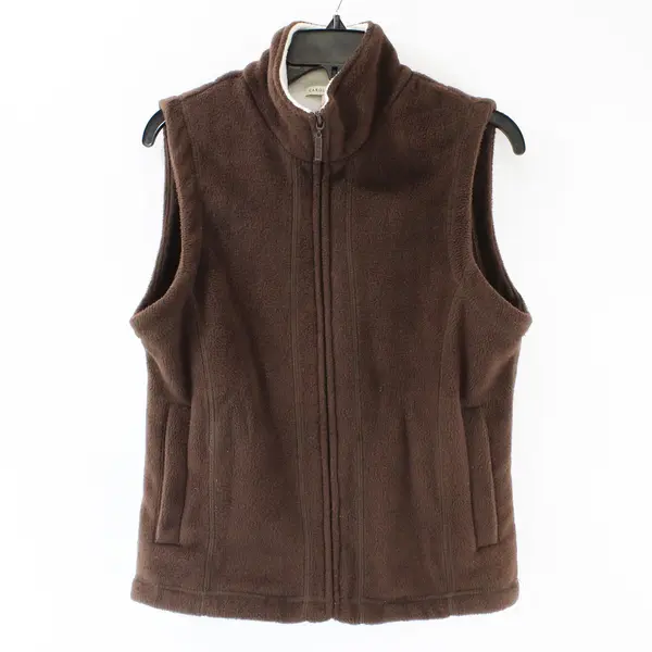 Carolyn Taylor Woman Small Brown Full Zip Fleece Vest Pockets